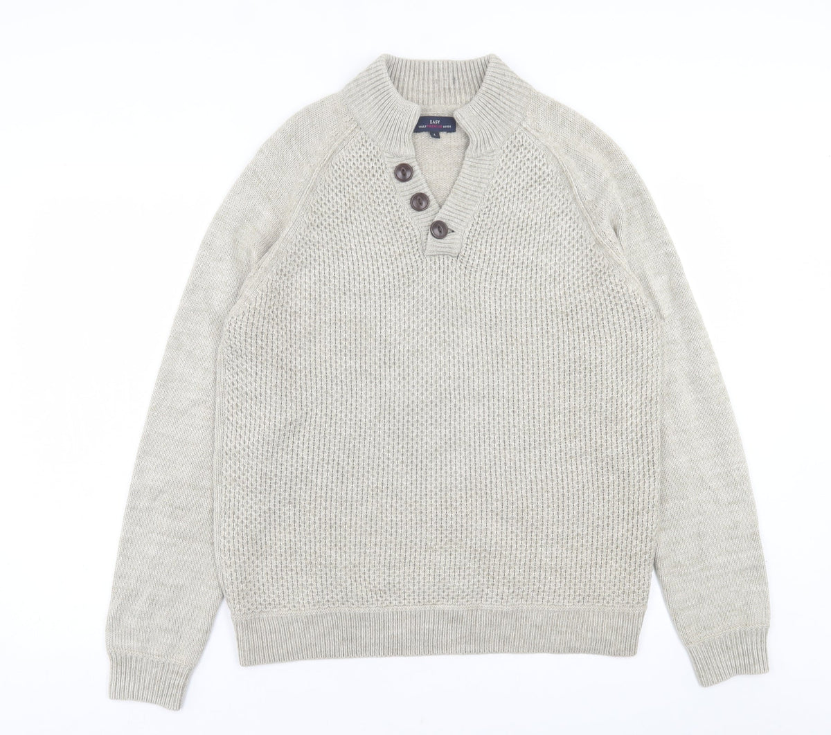EAST Girls Beige V-Neck  Acrylic Pullover Jumper Size L  Pullover