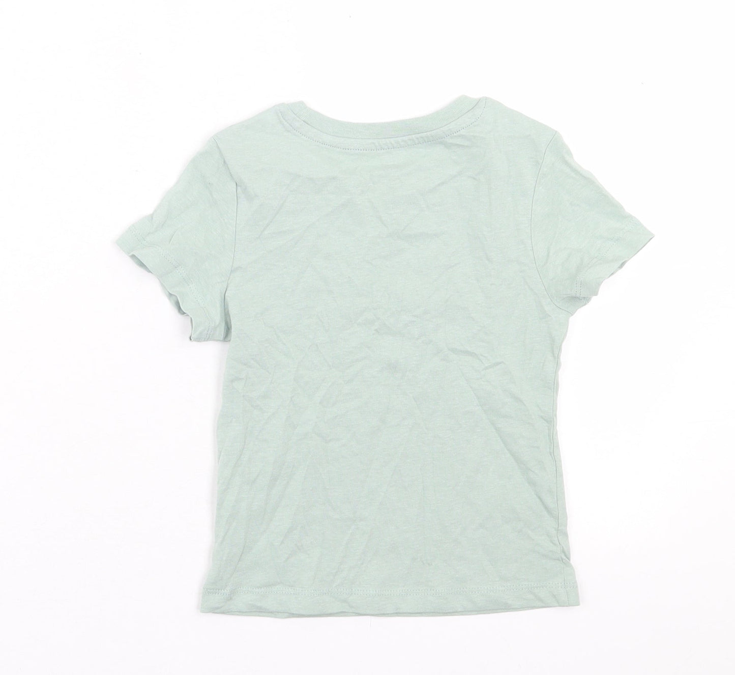 H&M Boys Green  Cotton Basic T-Shirt Size 2 Years Crew Neck Pullover