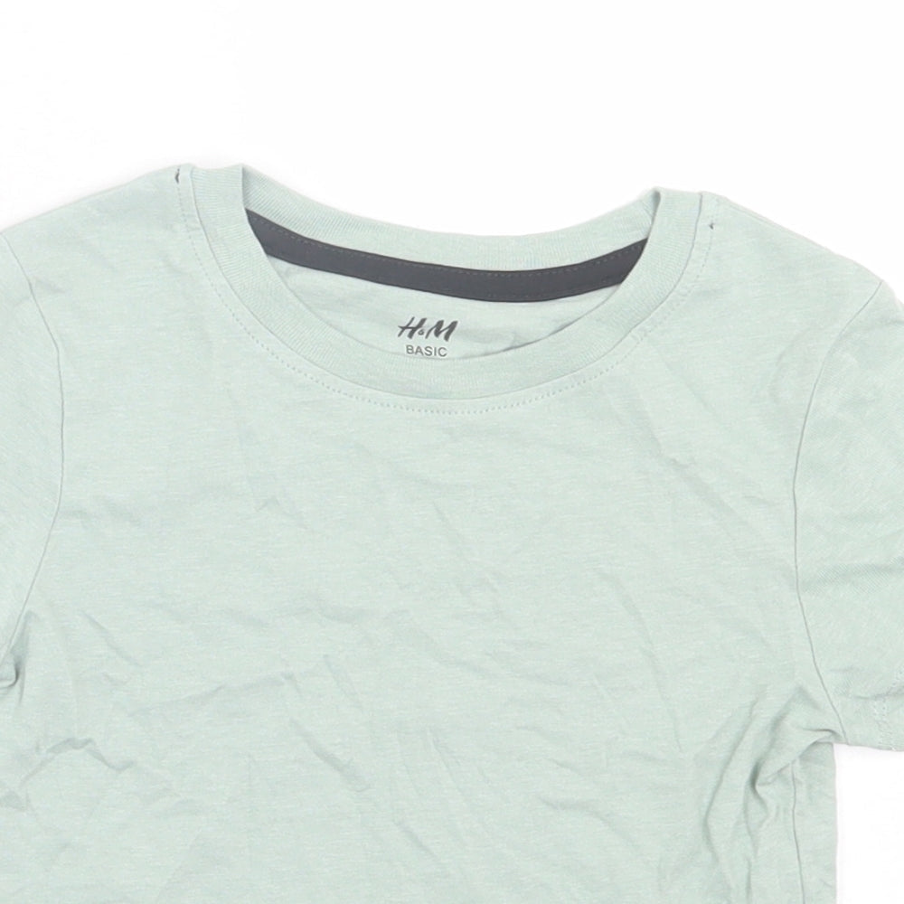 H&M Boys Green  Cotton Basic T-Shirt Size 2 Years Crew Neck Pullover