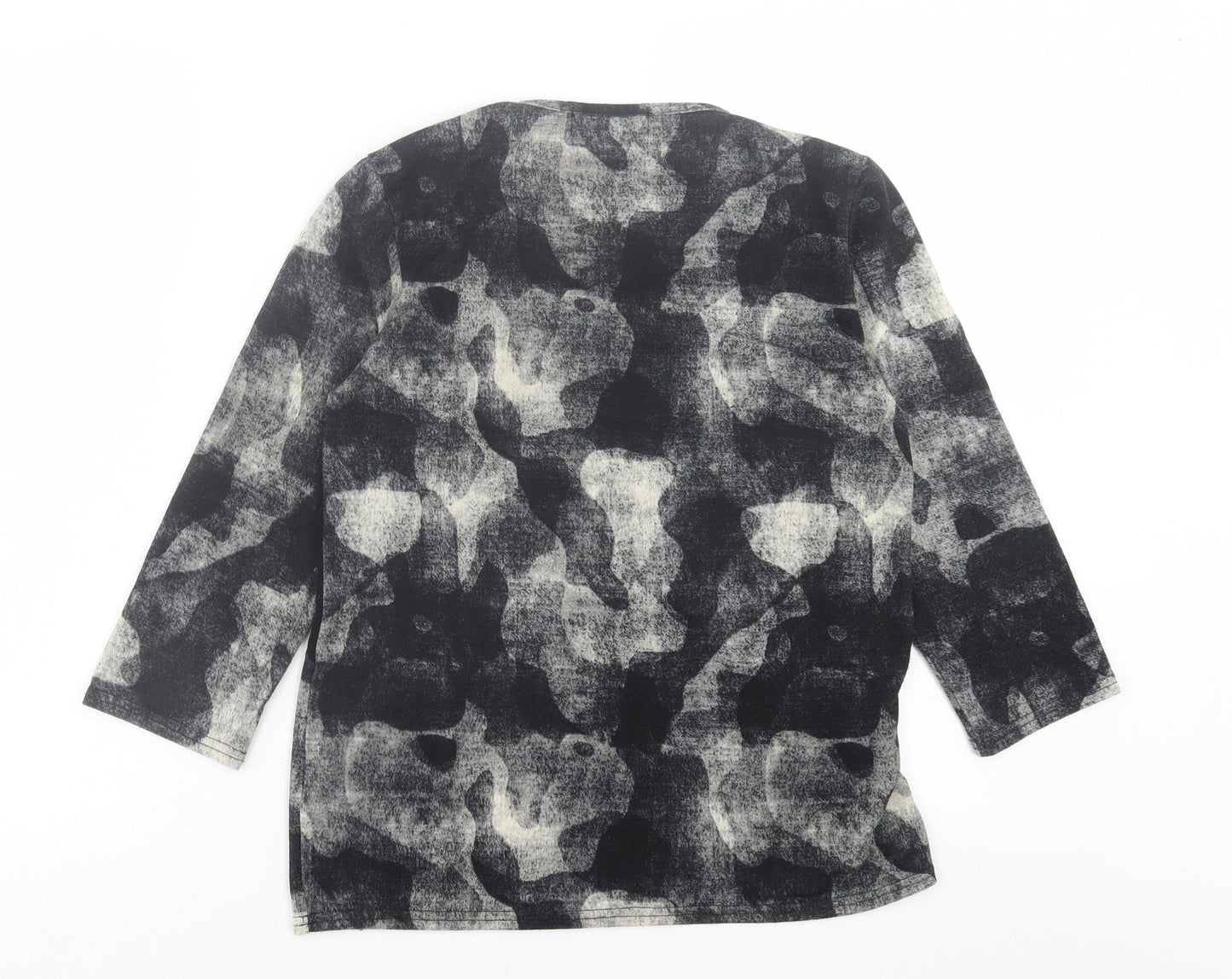 Gerard Womens Grey Geometric Polyester Basic T-Shirt Size 10 Crew Neck