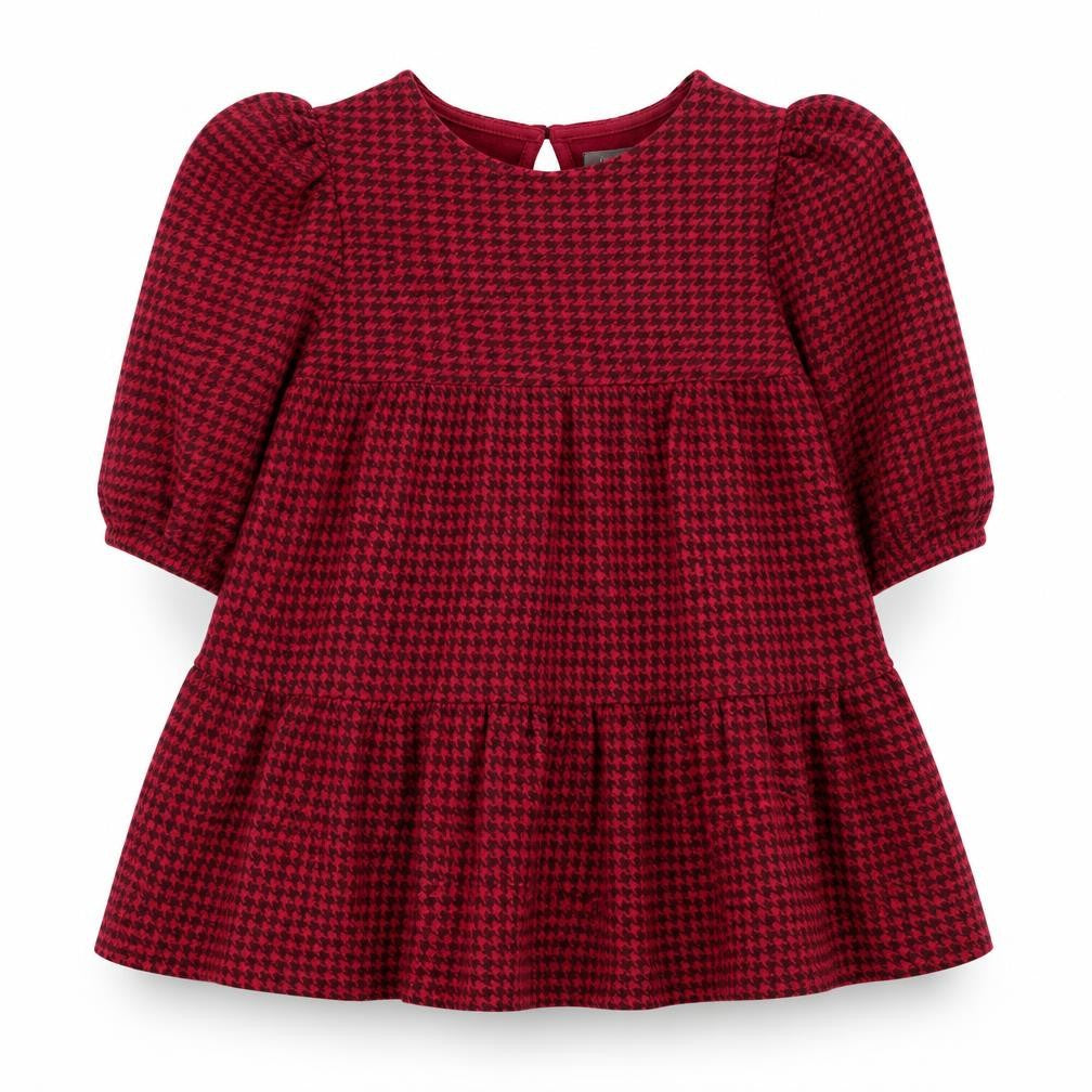 NEXT Girls Red Houndstooth Polyester A-Line  Size 11 Years  Crew Neck Button