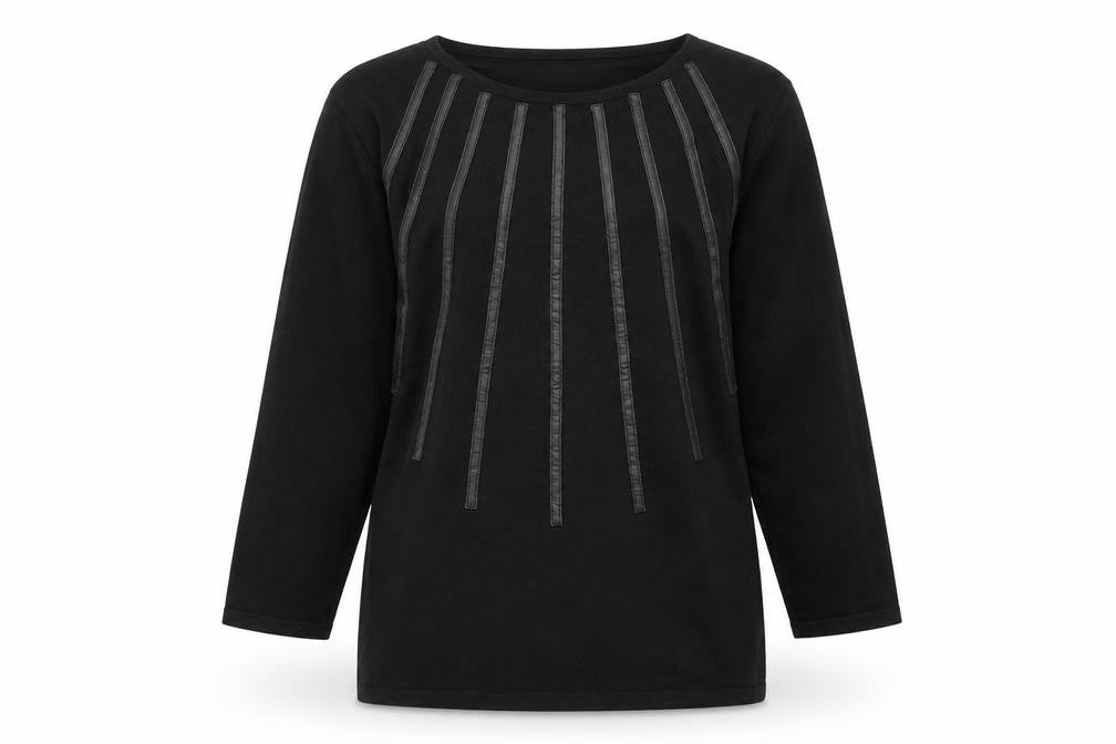 Casamia Womens Black Crew Neck Striped Viscose Pullover Jumper Size S
