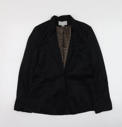H&M Womens Black  Viscose Jacket Suit Jacket Size 36