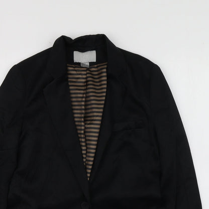 H&M Womens Black  Viscose Jacket Suit Jacket Size 36