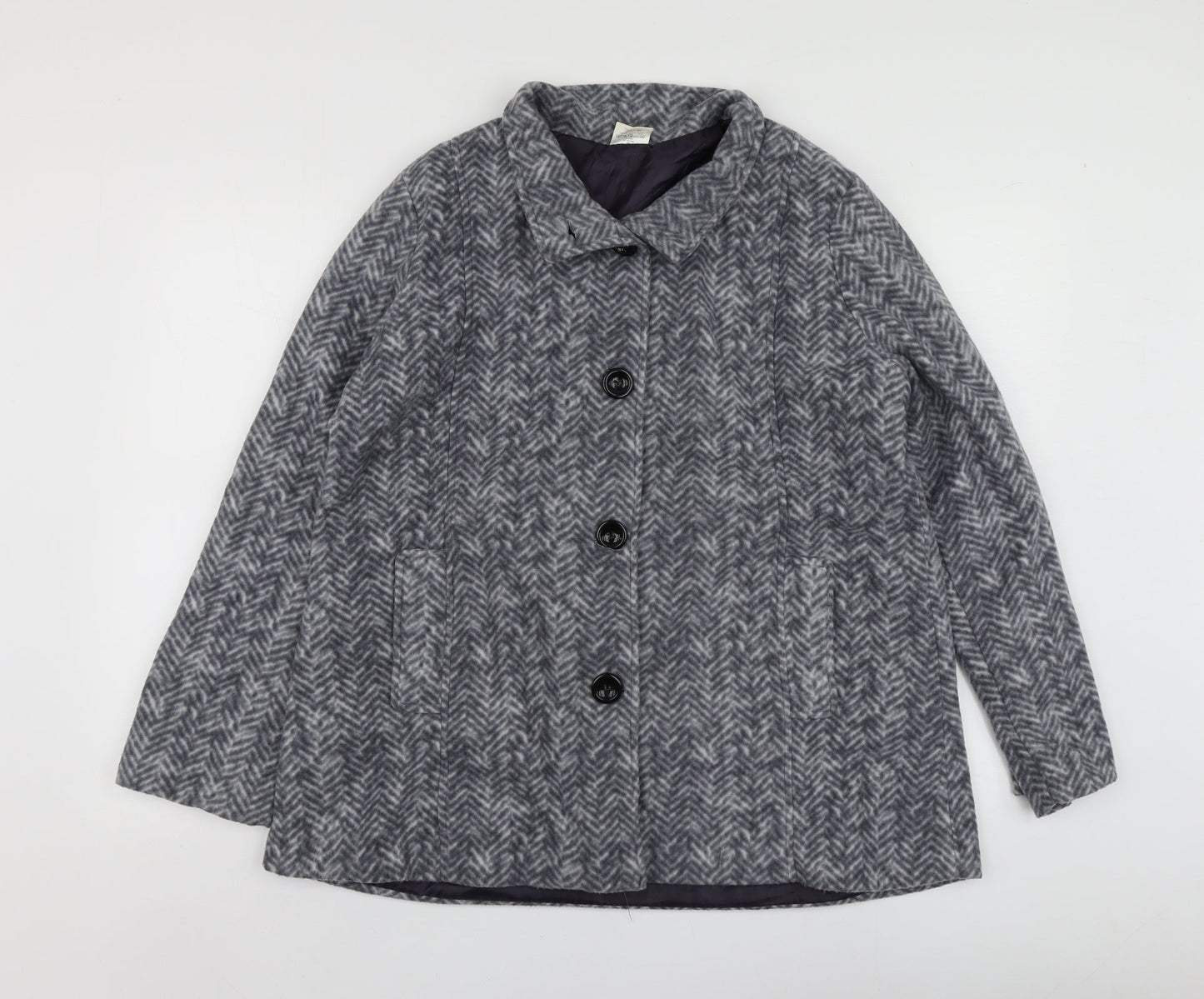 Anne de Lancy Womens Grey Herringbone  Jacket Blazer Size M