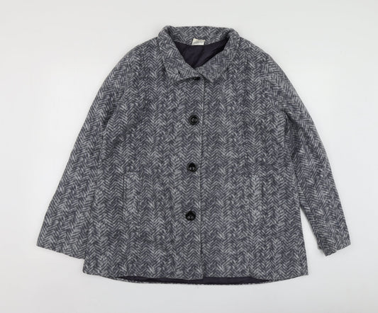 Anne de Lancy Womens Grey Herringbone  Jacket Blazer Size M