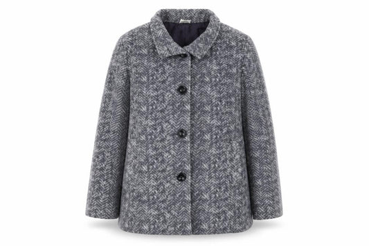 Anne de Lancy Womens Grey Herringbone  Jacket Blazer Size M