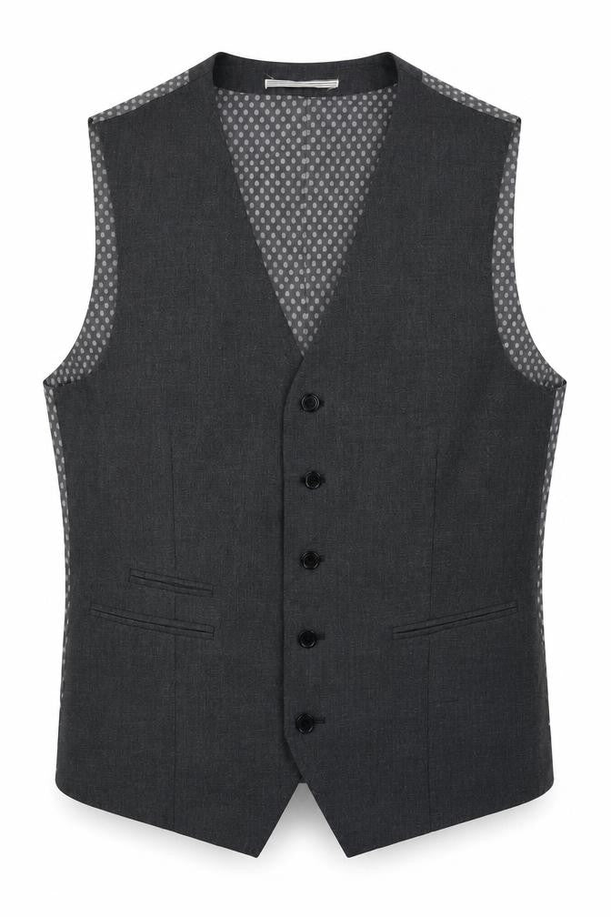 Skopes Mens Grey Polka Dot Polyester Jacket Suit Waistcoat Size M