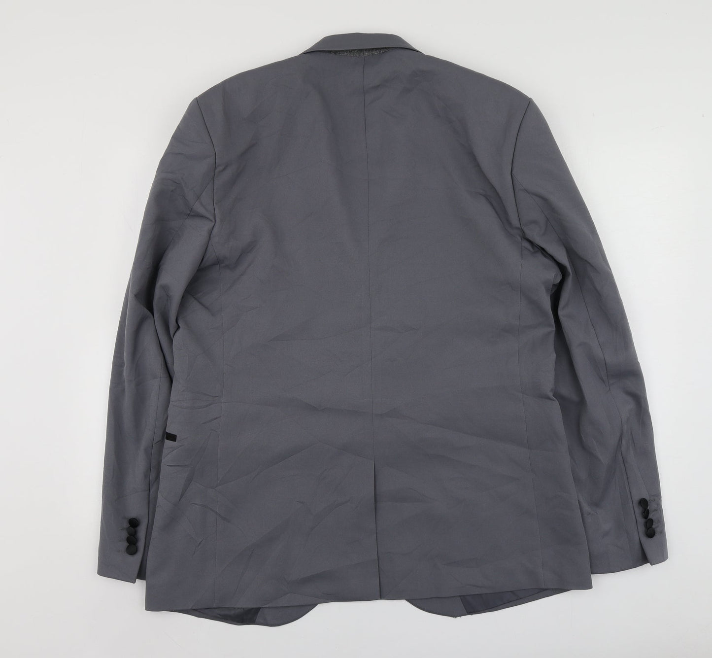 Boohoo Man Mens Grey  Polyester Jacket Suit Jacket Size L