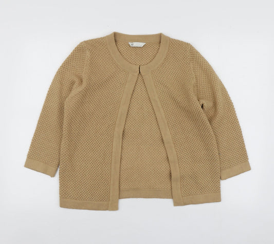 Love Kintwaer Womens Beige Round Neck  Acrylic Cardigan Jumper Size 10