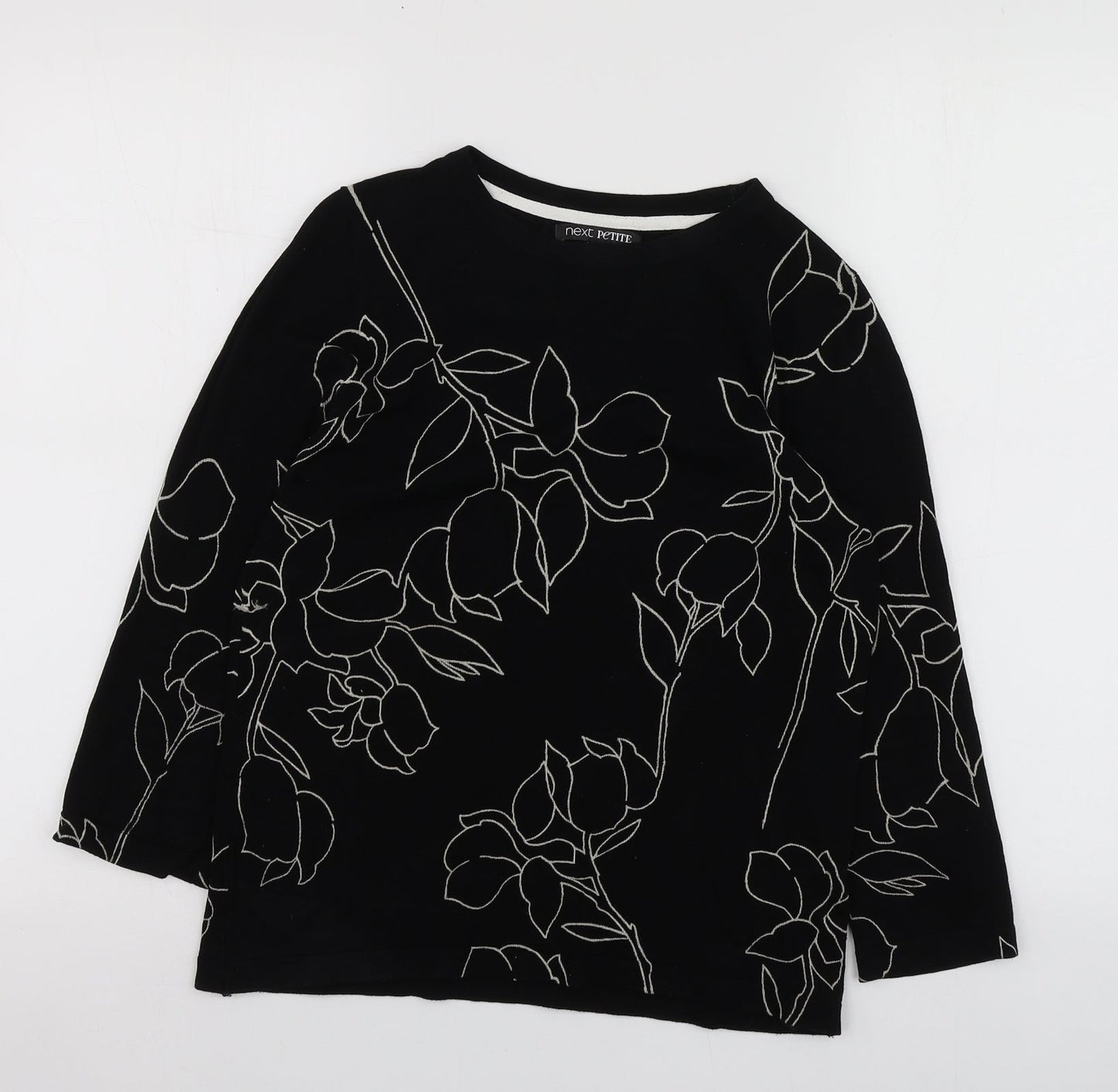 NEXT Womens Black Round Neck Geometric Viscose Pullover Jumper Size 10