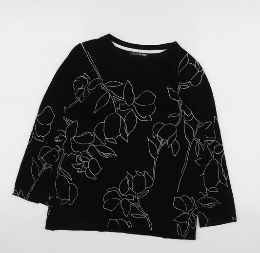 NEXT Womens Black Round Neck Geometric Viscose Pullover Jumper Size 10