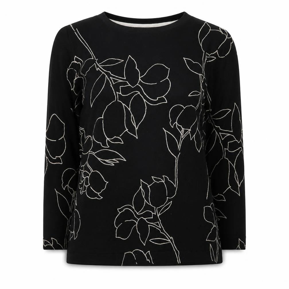 NEXT Womens Black Round Neck Geometric Viscose Pullover Jumper Size 10
