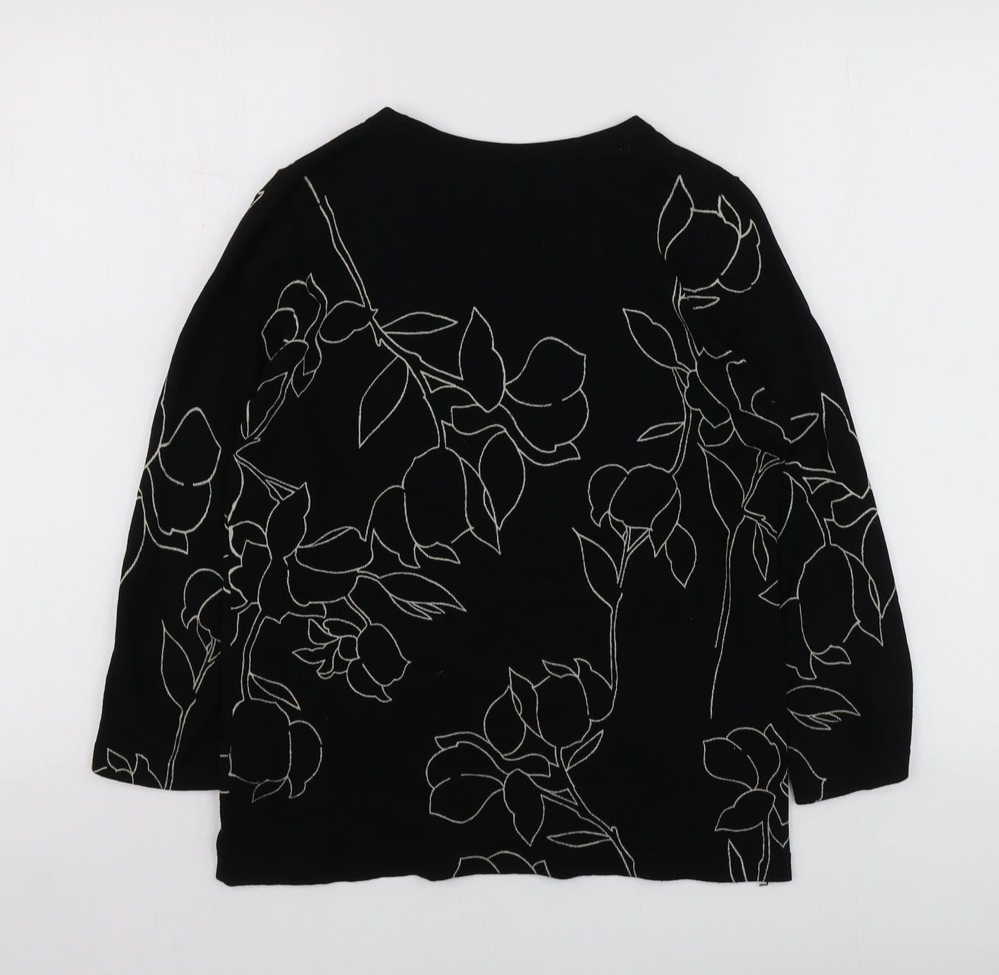 NEXT Womens Black Round Neck Geometric Viscose Pullover Jumper Size 10