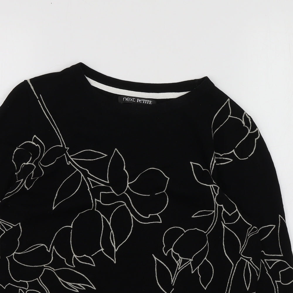 NEXT Womens Black Round Neck Geometric Viscose Pullover Jumper Size 10