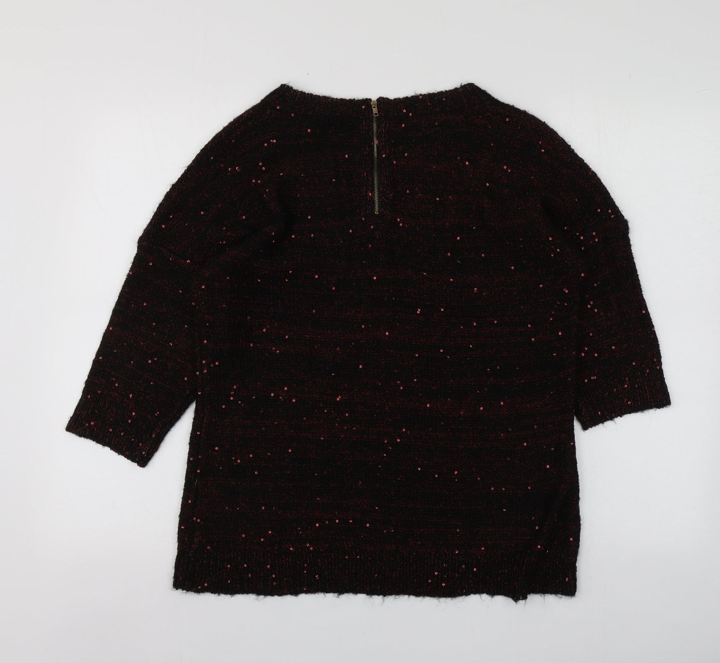 Klass Womens Red Round Neck  Acrylic Pullover Jumper Size L
