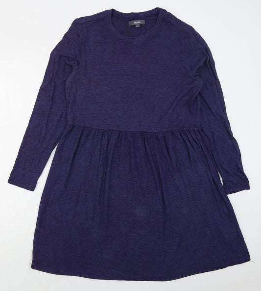 Studio Womens Blue  Viscose A-Line  Size 12  Crew Neck Pullover