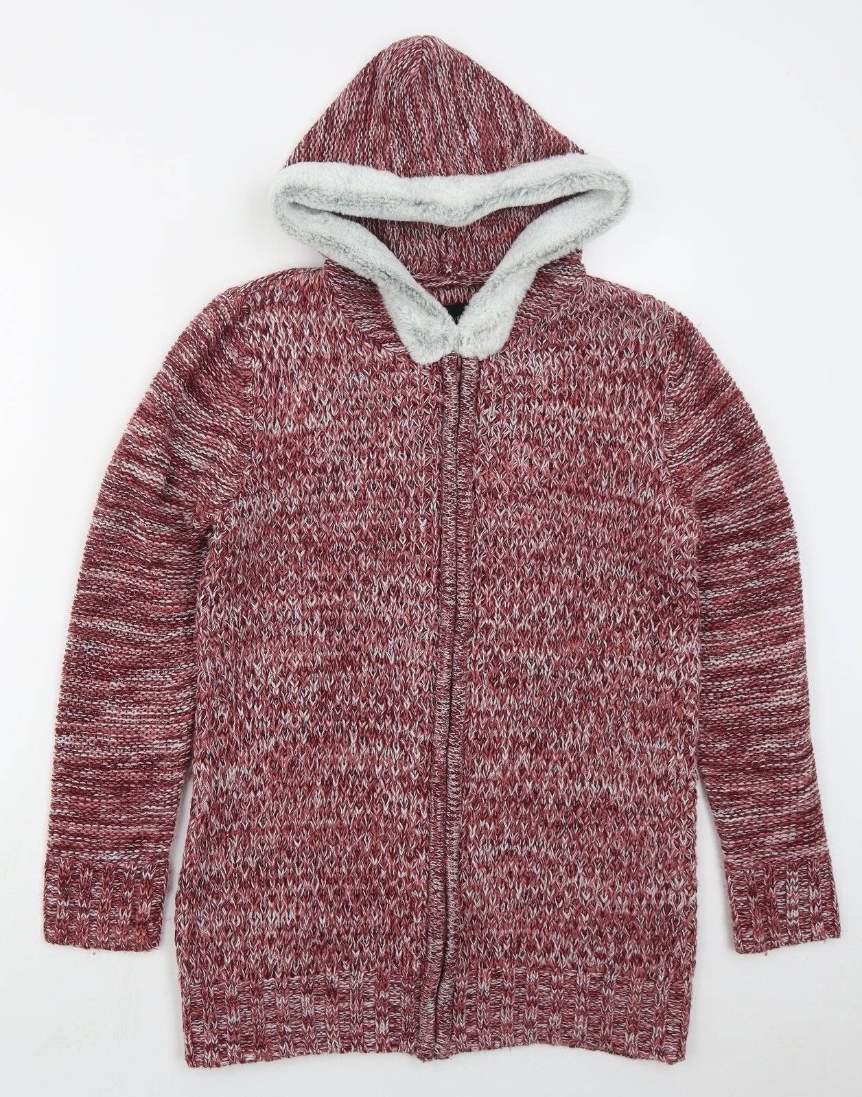 B You Womens Pink High Neck  Acrylic Full Zip Jumper Size M