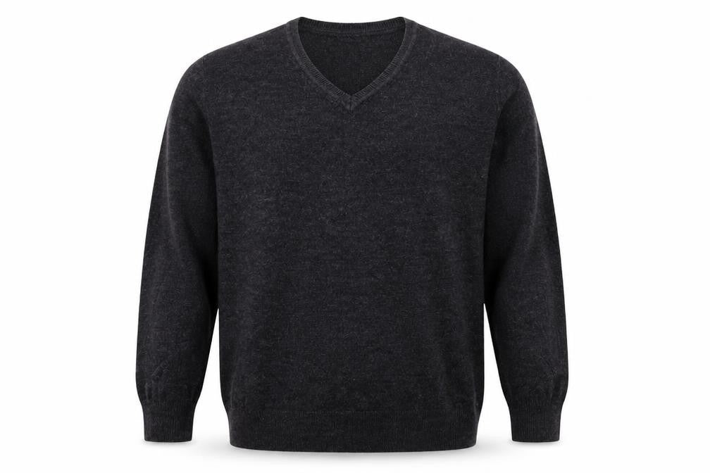 Easy Mens Grey V-Neck  Acrylic Pullover Jumper Size XL