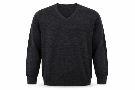 Easy Mens Grey V-Neck  Acrylic Pullover Jumper Size XL
