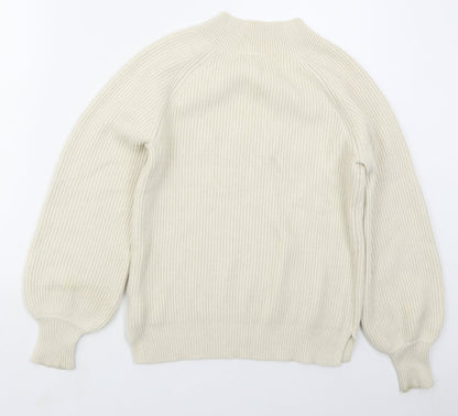 Next Womens Beige V-Neck  Viscose Pullover Jumper Size XS