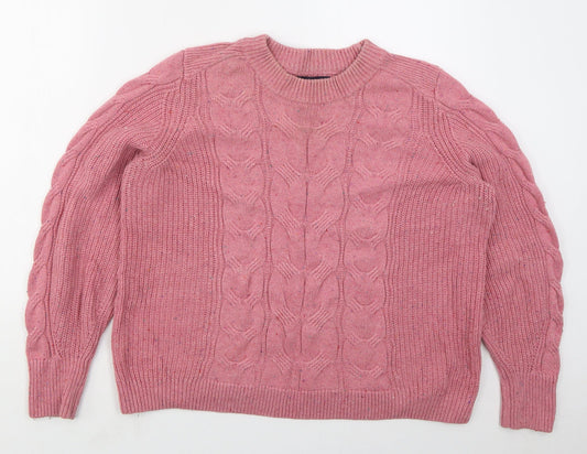 Marks and Spencer Womens Pink Crew Neck  Cotton Pullover Jumper Size L
