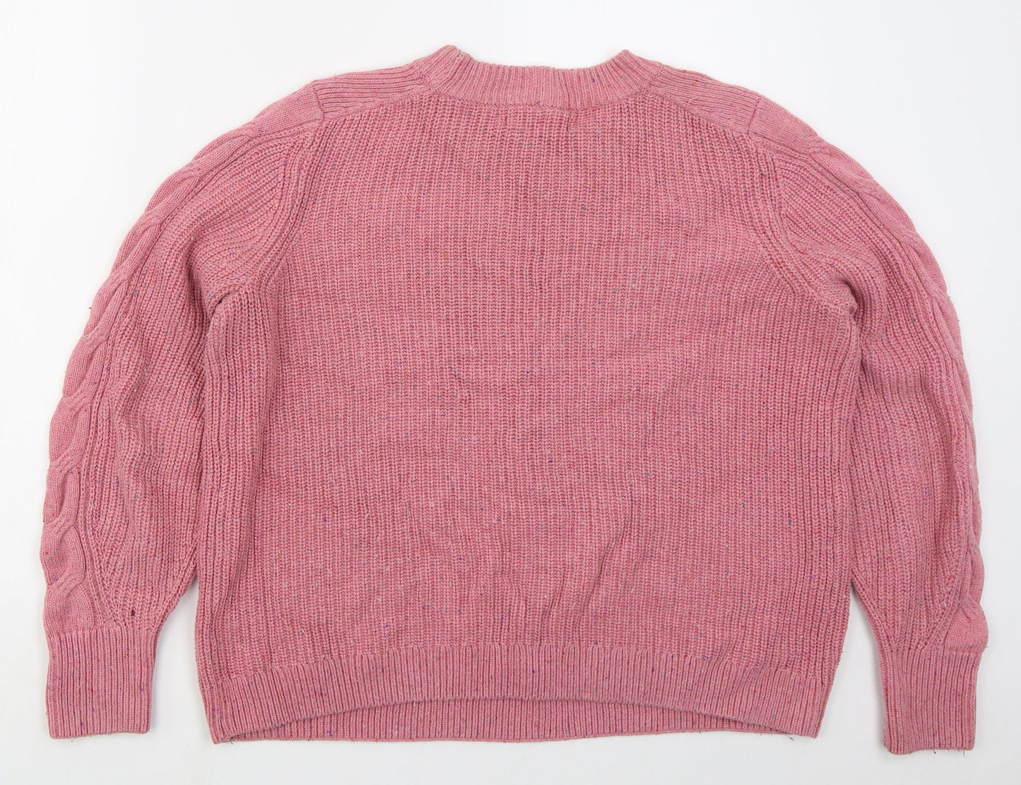 Marks and Spencer Womens Pink Crew Neck  Cotton Pullover Jumper Size L