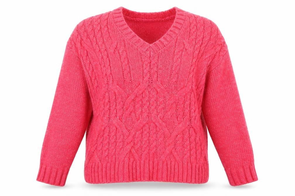 Marks & Spencer Womens Pink V-Neck  Nylon Pullover Jumper Size S