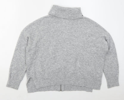 Topshop Womens Grey Roll Neck  Acrylic Pullover Jumper Size 6