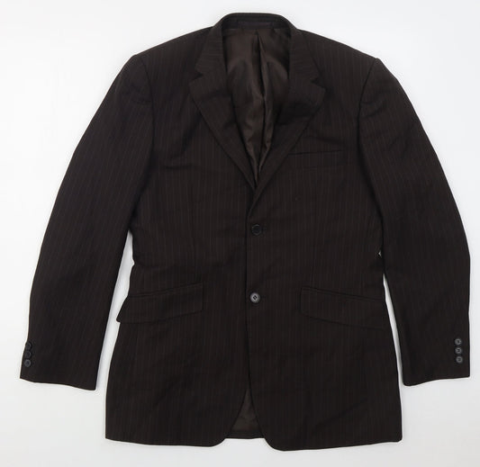 Burton Mens Brown Striped Polyester Jacket Suit Jacket Size 38