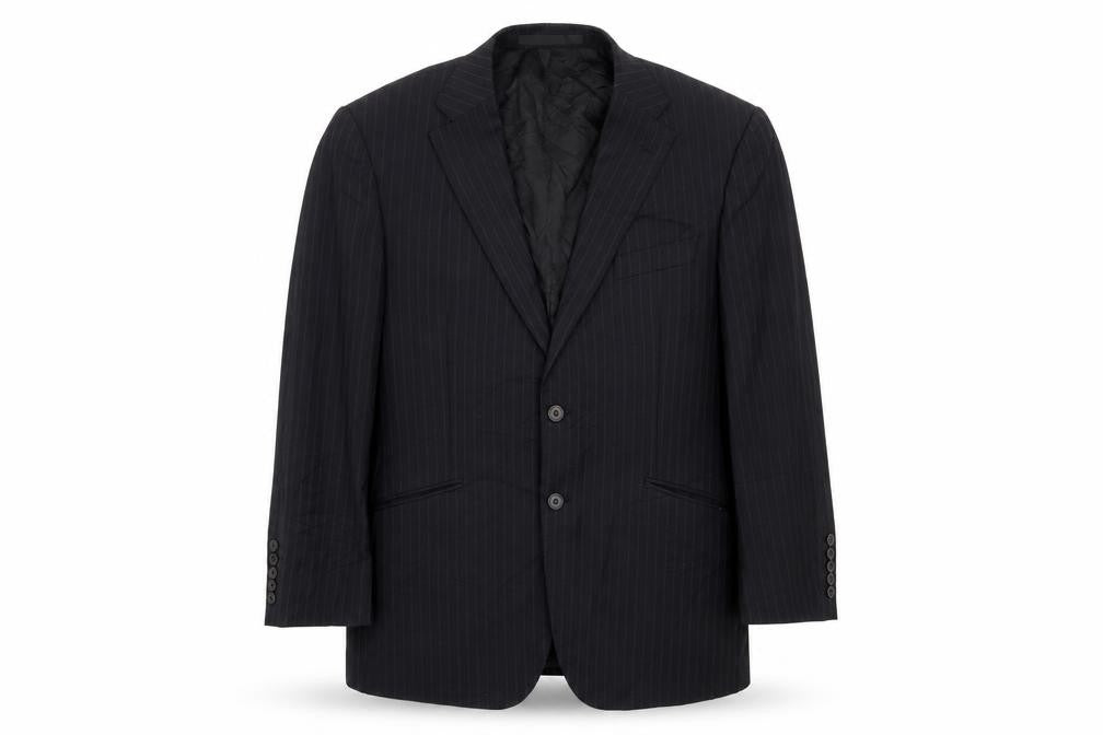 Marks & Spencer Mens Black Striped Wool Jacket Suit Jacket Size 42