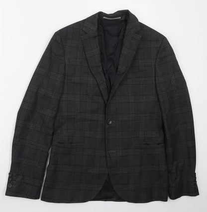Next Mens Grey Check Polyester Jacket Suit Jacket Size 38