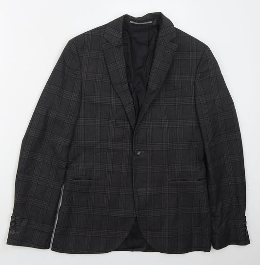 NEXT Mens Grey Check Polyester Jacket Suit Jacket Size 38