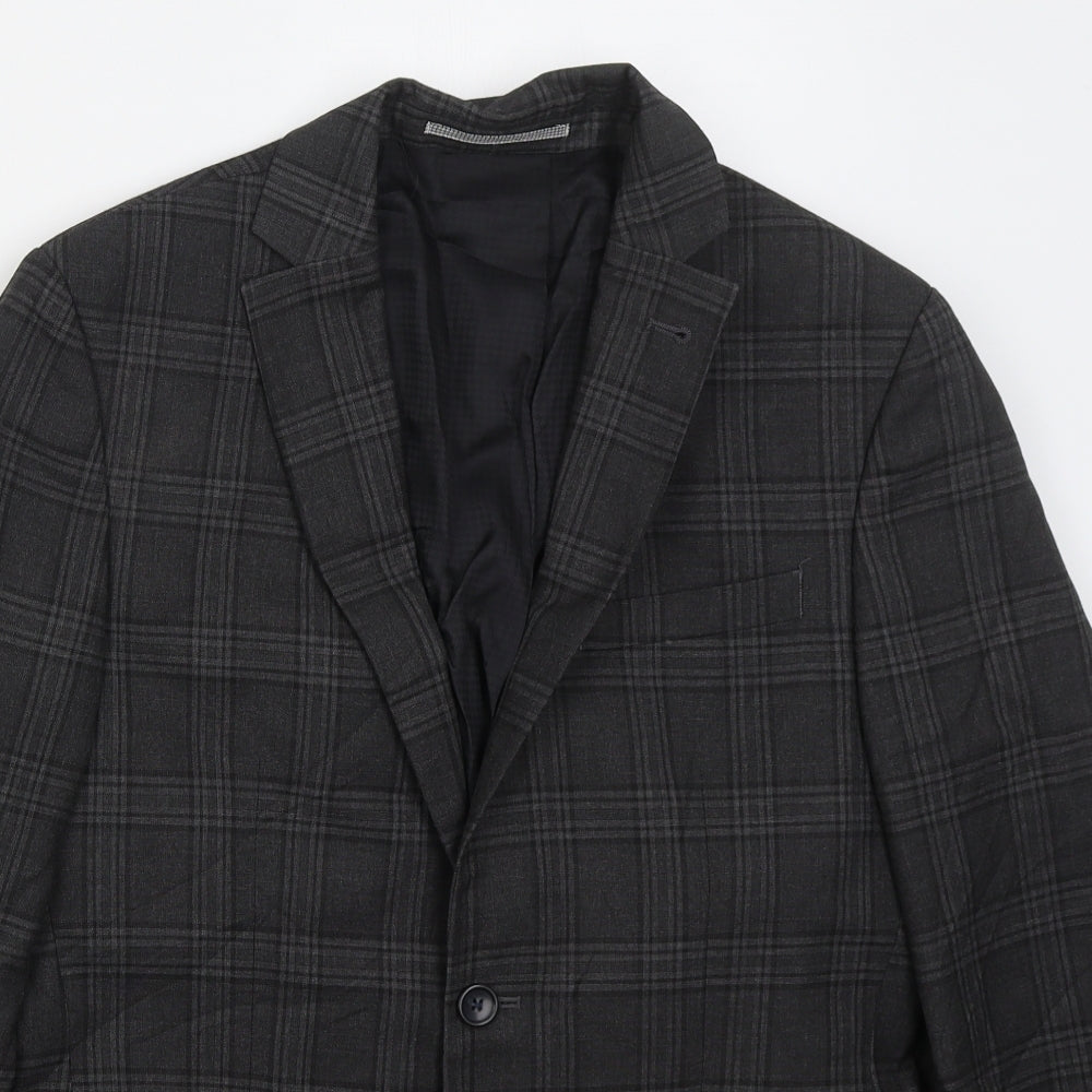 NEXT Mens Grey Check Polyester Jacket Suit Jacket Size 38