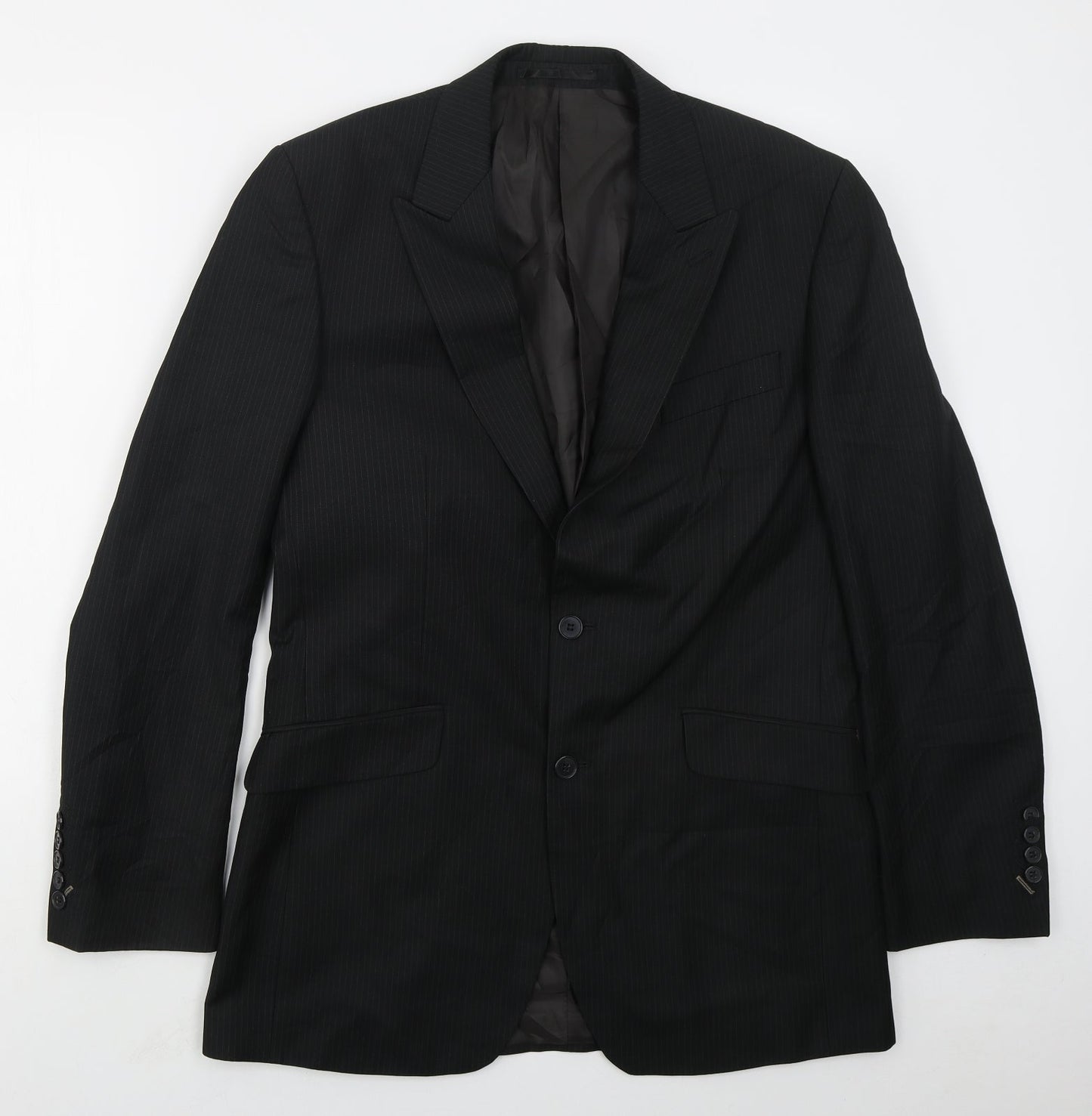 New Look Mens Black Striped Polyester Jacket Suit Jacket Size 40