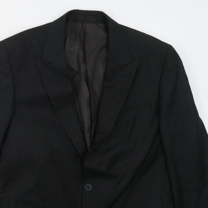 New Look Mens Black Striped Polyester Jacket Suit Jacket Size 40