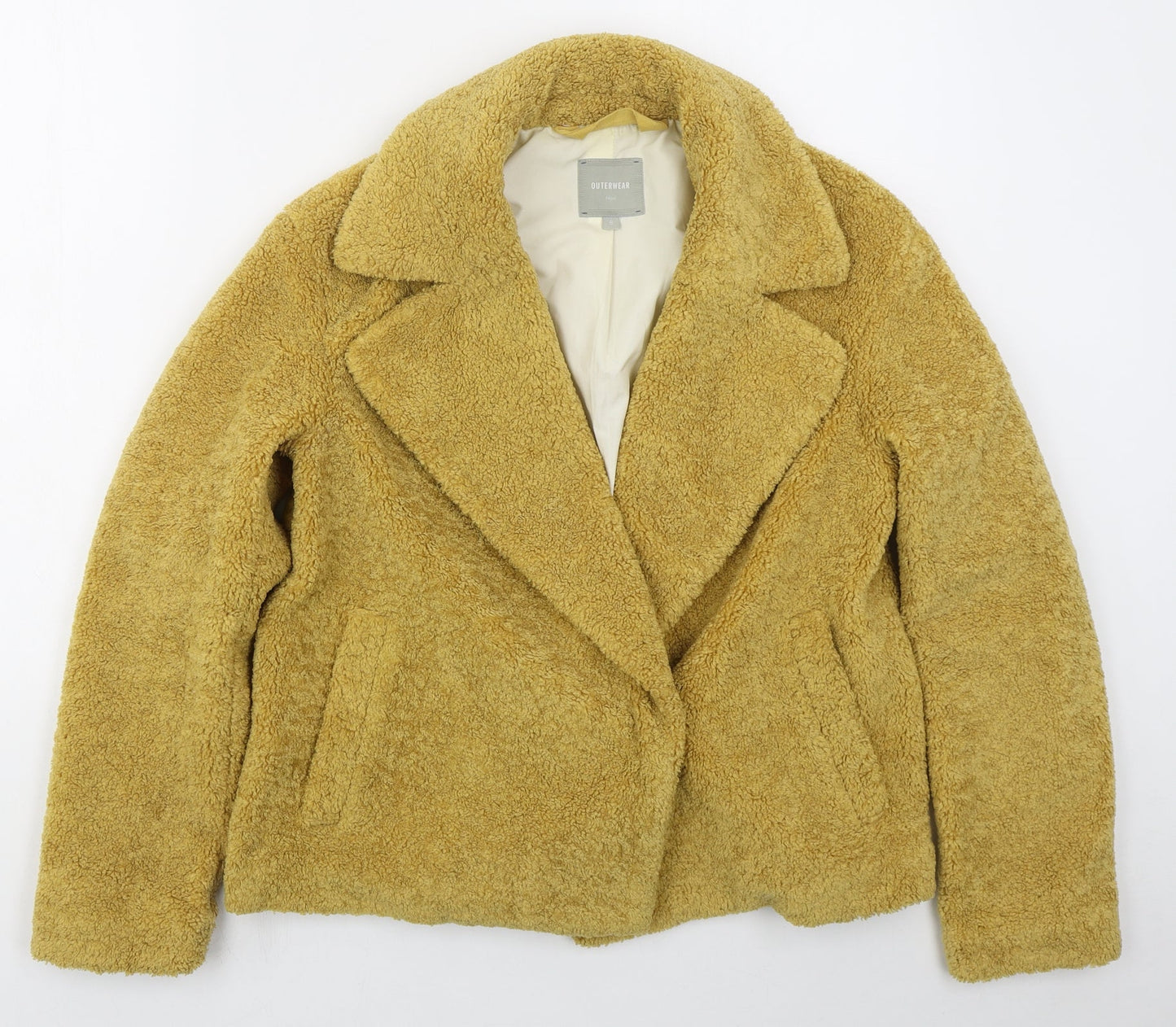 NEXT Womens Yellow   Pea Coat Coat Size S  Button