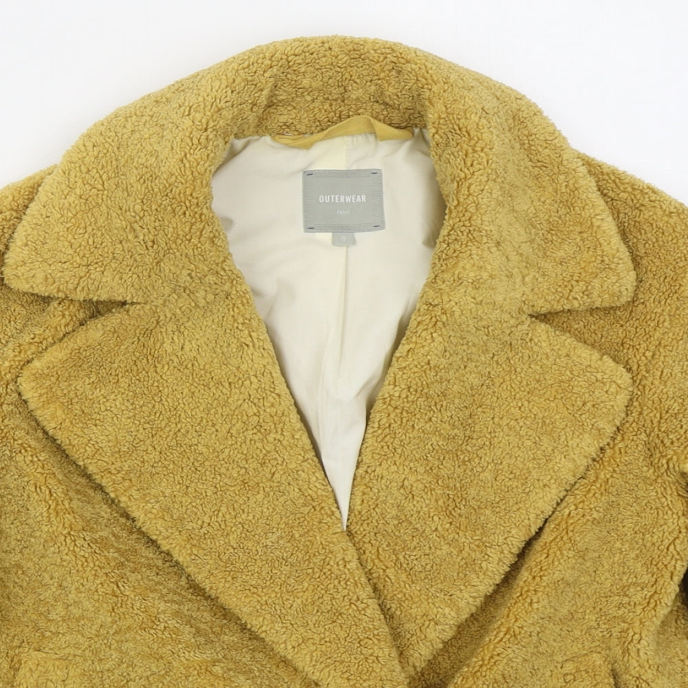 NEXT Womens Yellow   Pea Coat Coat Size S  Button