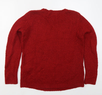 Next Womens Red Crew Neck  Acrylic Pullover Jumper Size 10   - Ho Ho Ho
