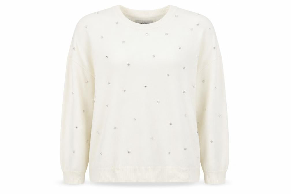 Stradivarius Womens White Round Neck  Cotton Pullover Jumper Size L