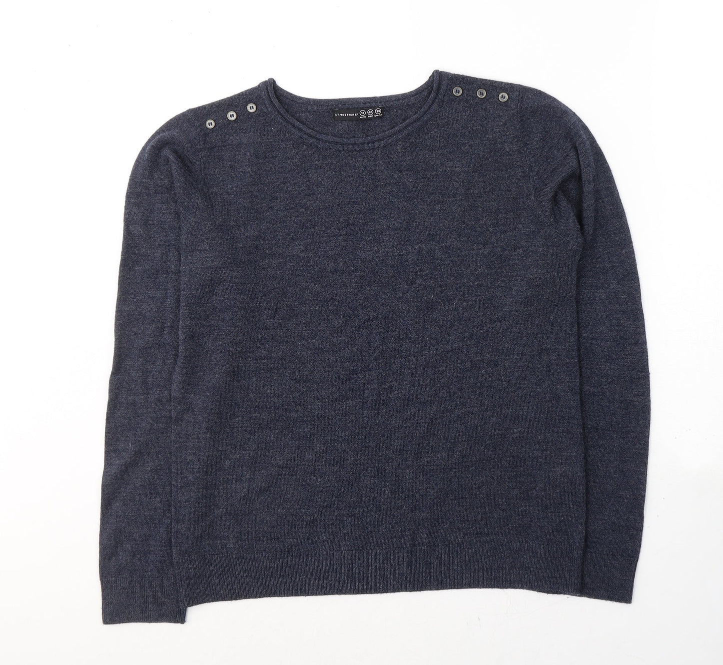 Atmosphere Womens Blue Round Neck  Acrylic Pullover Jumper Size 12