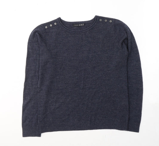 Atmosphere Womens Blue Round Neck  Acrylic Pullover Jumper Size 12