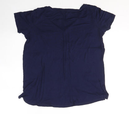 Preloved NEXT Womens Blue  Viscose Basic T-Shirt Size 6 Round Neck - Stars - Back