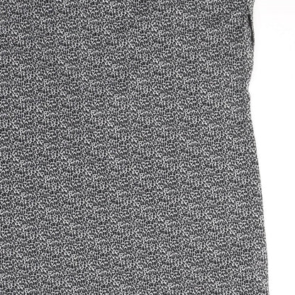 Oasis Womens Black Animal Print Polyester Basic Blouse Size XS V-Neck