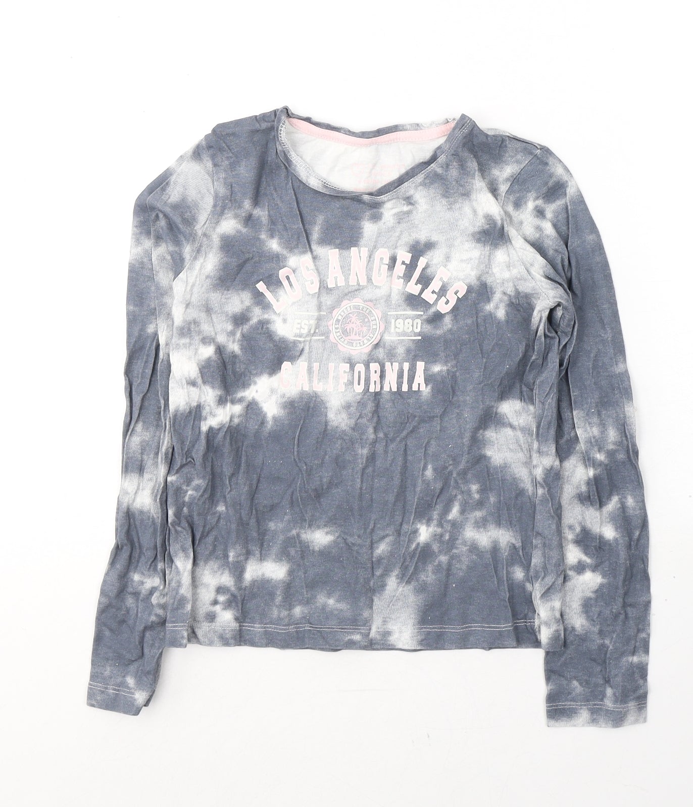 Primark Girls Grey  Cotton Pullover Casual Size 9-10 Years Round Neck Pullover - TIE DYE