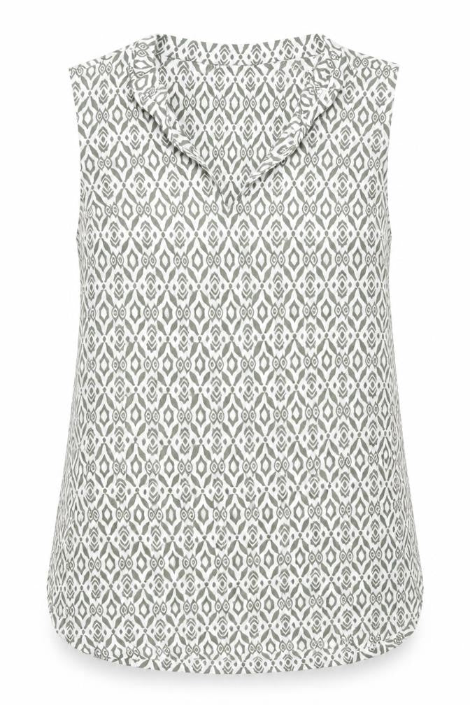Dunnes Stores Womens Green Geometric Polyester Basic Tank Size 8 V-Neck