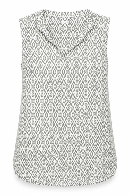Dunnes Womens Green Geometric Polyester Basic Tank Size 8 V-Neck