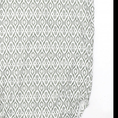 Dunnes Womens Green Geometric Polyester Basic Tank Size 8 V-Neck