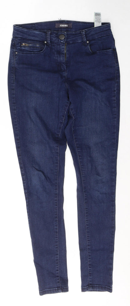 Marks & Spencer Womens Blue  Cotton Jegging Jeans Size 8 L29 in Regular Button