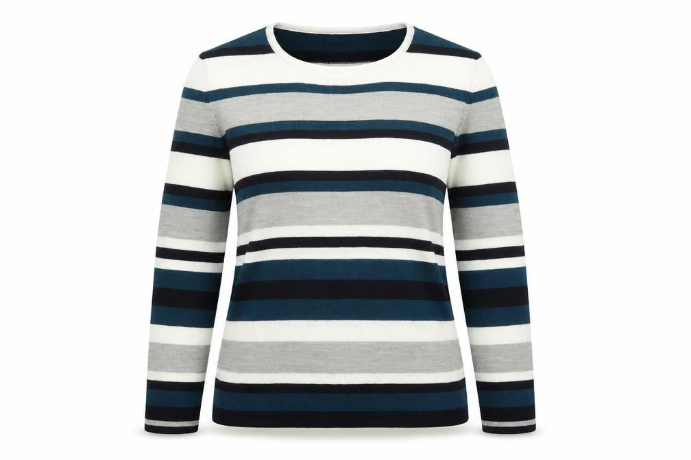 Preworn Womens Multicoloured Round Neck Striped Acrylic Pullover Jumper Size 12